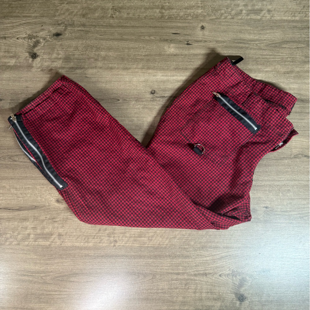 VTG Tripp NYC Womens Plaid 90s Y2K Punk Rave Plaid Pants Black/Red 24